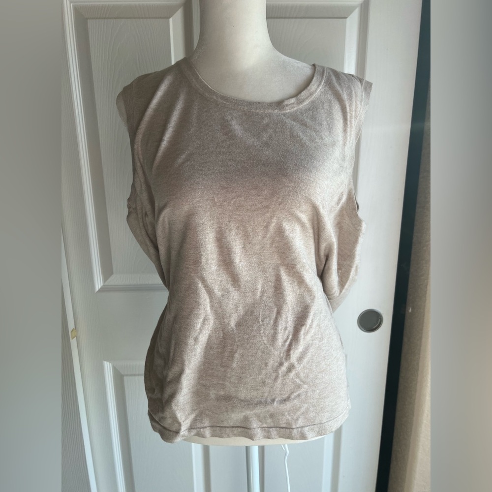 Laura Ashley Sleeveless Blouse Size XL tan